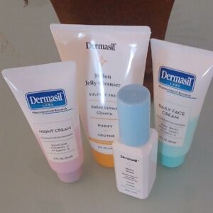 Dermasil Face CARE 4 PIECES Serum-Day Cream- Night Cream Jelly Cleanser New
